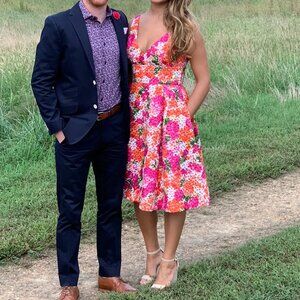 Monique Lhuillier Riona Floral Midi Dress